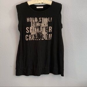 LOWRYS FARM Black Graphic Tee Hold Still!!